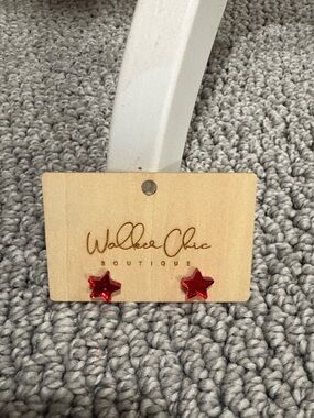 Walker Chic Boutique Red Star Stud Earrings